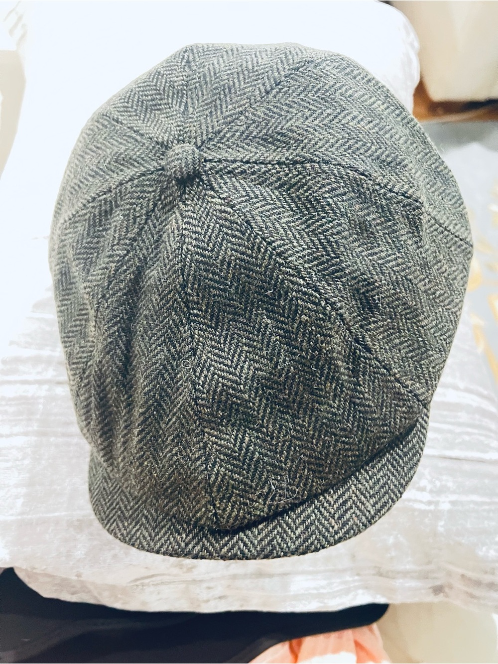 Mossy Oak Herringbone Newsboy Cap in Olive Gray